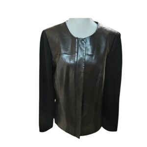 TALBOTS 100% Genuine Lambskin Leather Blazer Jacket. Black. Size 10